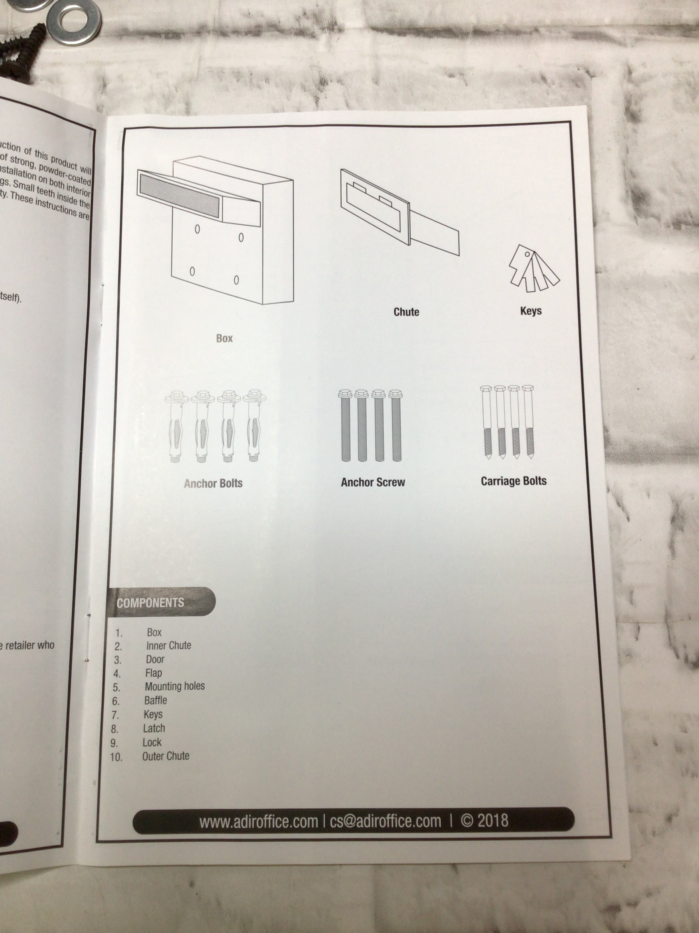 AdirOffice Through The Wall Drop Box Safe Black (631-10-BLK) **OPEN BOX - READ** (8103912669422)
